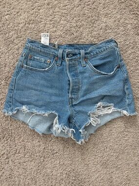 Levi's Distressed Light Blue Denim Cutoff Shorts